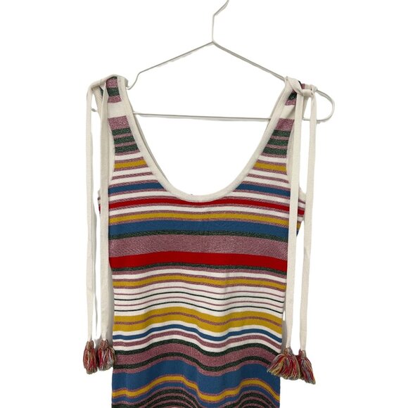 Veronica Beard Striped Tassel Detail Midi Dress - Picture 5 of 6